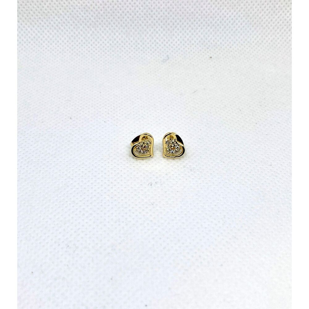 14K Gold Filled mini dainty Heart Stud CZ Earrings perfect for little girls